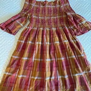 Zara plaid off the shoulder mini dress/tunic